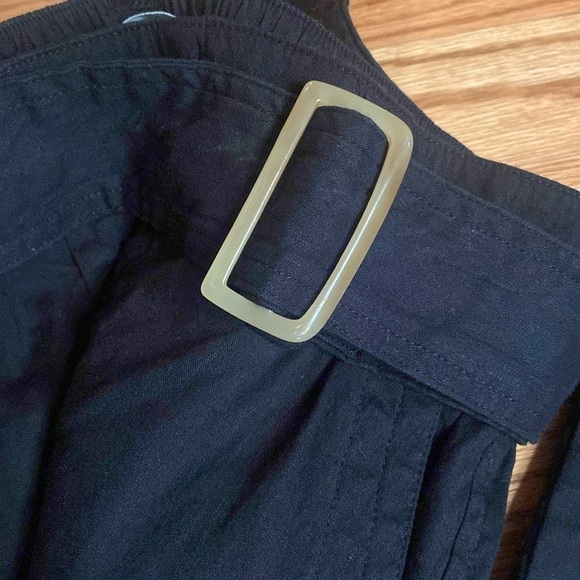 Vince Linen blend Belted half elastic high waist Pants in Black cuffed hem sz M - Picture 7 of 14